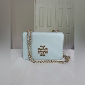 Tory Burch Leather Baby Blue Shoulder Purse